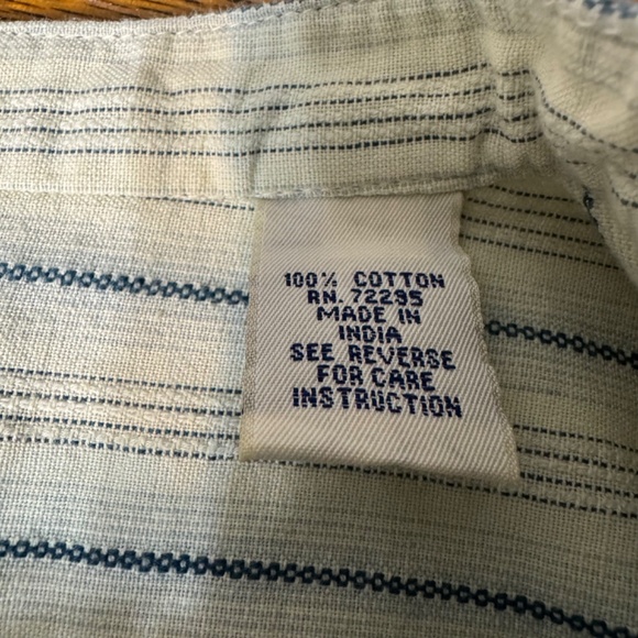 Baxter Brand Yellow/Blue Striped Cotton Collarless Shirt Size XL NWT - Picture 7 of 9